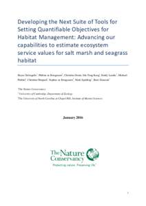 Developing the Next Suite of Tools for Setting Quantifiable Objectives for Habitat Management: Advancing our capabilities to estimate ecosystem service values for salt marsh and seagrass habitat