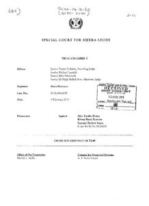 SPECIAL COURT FOR SIERRA LEONE  TRIAL CHAMBER II Before: