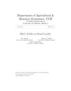 Department of Agricultural & Resource Economics, UCB CUDARE Working Papers