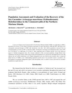Assessment of sea cucumber population recovery in the Commonwealth of the Northern Mariana Islands, nine years post-harvest
