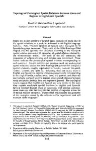 Topology of Prototypical Spatial Relations Between Lines and Regions in English and Spanish1 David M. Mark2 and Max J. Egenhofer3 National Center for Geographic Information and Analysis  Abstract