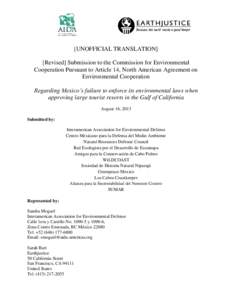 [UNOFFICIAL TRANSLATION] [Revised] Submission to the Commission for Environmental Cooperation Pursuant to Article 14, North American Agreement on Environmental Cooperation Regarding Mexico’s failure to enforce its envi