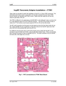 hupRF  © 2016 hupRF Panoramic Adaptor Installation – FT991 These notes are provided to assist with installation of the PAT in a Yaesu FT991 transceiver. The