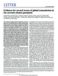 LETTER  doi:[removed]nature10392 Evidence for several waves of global transmission in the seventh cholera pandemic