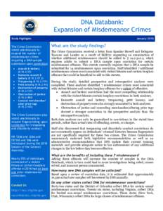 DNA Databank: Expansion of Misdemeanor Crimes Study Highlights The Crime Commission voted unanimously to