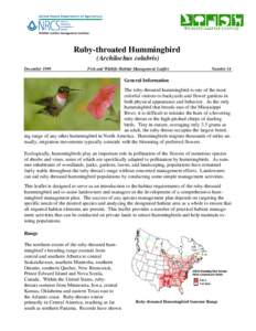 Ruby-throated Hummingbird  (Archilochus colubris) December[removed]Fish and Wildlife Habitat Management Leaflet