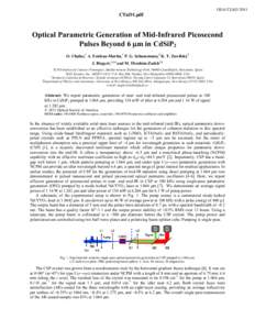 Optical Parametric Generation of Mid-Infrared Picosecond Pulses Beyond 6 µm in CdSiP2