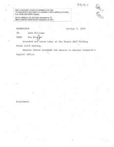 Notes on the Senate SALT Working Group, October 4, 1979