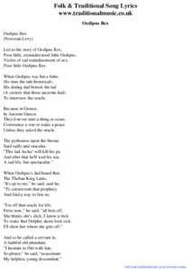 Folk & Traditional Song Lyrics - Oedipus Rex