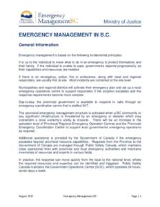 Emergrency Management BC in B.C.