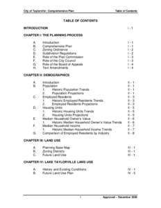 City of Taylorville - Comprehensive Plan  Table of Contents TABLE OF CONTENTS INTRODUCTION