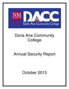 Dona Ana Community College Annual Security Report  October 2013