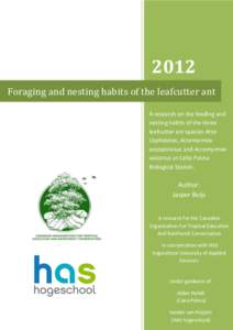 2012 Foraging and nesting habits of the leafcutter ant A research on the feeding and nesting habits of the three leafcutter ant species Atta Cephalotes, Acromyrmex