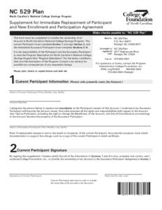C422 - Supplement for Immediate Replacement of Participant and New Enrollment and Participation Agreement