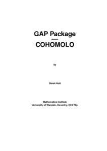 GAP Package — COHOMOLO by  Derek Holt