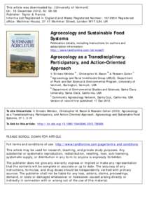 Agroecology as a Transdisciplinary, Participatory, and Action-Oriented Approach