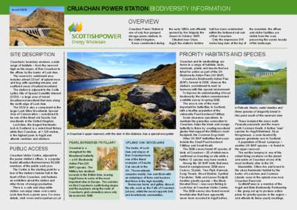 Issue[removed]CRUACHAN POWER STATION BIODIVERSITY INFORMATION OVERVIEW Cruachan Power Station is one of only four pumped
