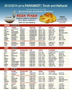 [removed]PARASHIOT | Torah and Haftarah Includes Readings from the B’rit Chadasha and Holiday Selections  ROSH