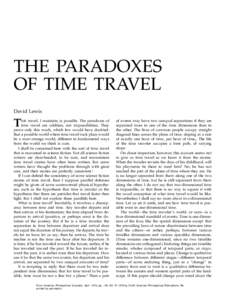 THE PARADOXES OF TIME TRAVEL David Lewis T