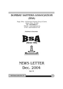 BOMBAY SAPPERS ASSOCIATION (BSA) Regd. Office : HQ Bombay Engineer Group & Centre Kirkee, Pune[removed]Tel. :: [removed][removed]