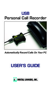 USB Personal Call Recorder Automatically Record Calls On Your PC  USER’S GUIDE