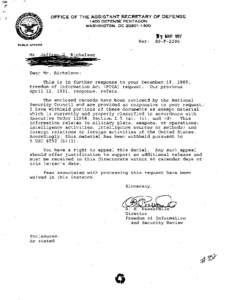 OFFICE OF THE ASSISTANT SECRETARY OF DEFENSE 1400 DEFENSE PENTAGON WASHINGTON, DC 20301·1400 ,J·7 MAR 1997 Ref: