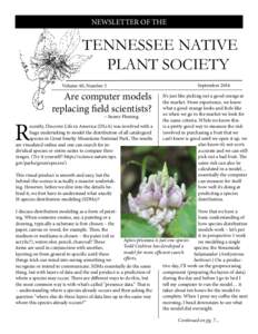 NEWSLETTER OF THE  TENNESSEE NATIVE PLANT SOCIETY September 2016