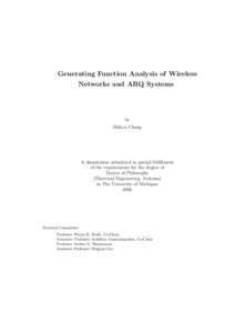 Generating Function Analysis of Wireless Networks and ARQ Systems by Shihyu Chang