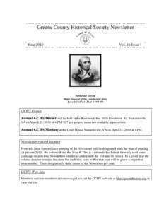 Greene County Historical Society Newsletter Year 2010 Vol. 16 Issue 1  Nathanael Greene