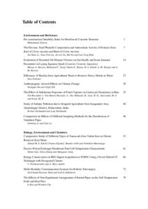 Table of Contents Environment and BioScience Pre-construction Durability Index for Reinforced Concrete Structure 1