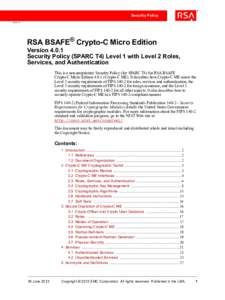 RSA BSAFE Crypto-C Micro Edition[removed]Security Policy (SPARC T4) Level 1 with Level 2