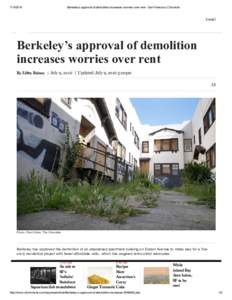 Berkeley’s approval of demolition increases worries over rent ­ San Francisco Chronicle Local
