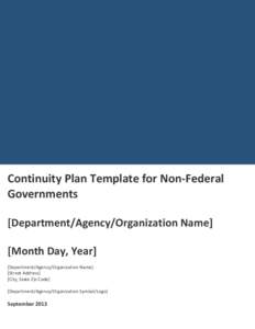 Continuity Plan Template for Non-Federal Governments