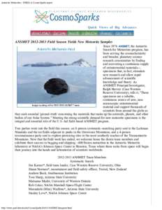 Antarctic Meteorites - PSRD | A CosmoSparks report