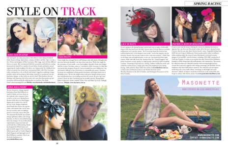 SPRING RACING  STYLE ON TRACK LILY M HATS  MISS FASCINATOR