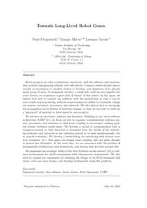 Towards Long-Lived Robot Genes Paul Fitzpatrick a Giorgio Metta a,b Lorenzo Natale a a b