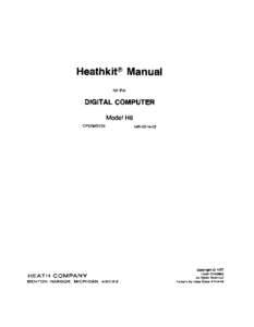 Heathkit® Manual for the DIGITAL COMPUTER Model H8 OPERATION