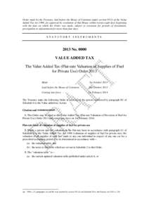 The Value Added Tax (Flat-rate Valuation of Supplies of Fuel for Private Use) Order 2013