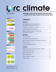 Newsletter of the International Pacific Research Center – A center for the study of climate in Asia and the Pacific VOL. 1 / FallPAGE 3: