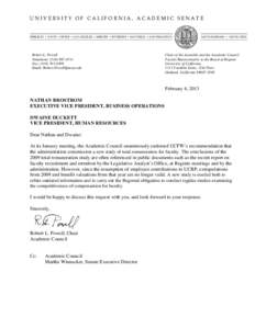 Request for a New Total Remuneration Study for Ladder-Rank Faculty, memo from Chair Powell to Executive Vice President Brostrom and Vice President Duckett - February 2013