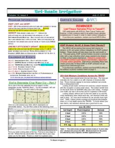 Volume 14, Issue 4  Tri-Basin Irrigator PROGRAM INFORMATION