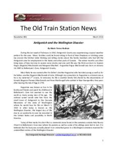 The Old Train Station News Newsletter #85 MarchAntigonish and the Wellington Disaster