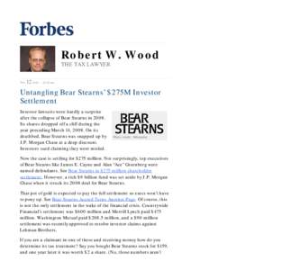 Untangling Bear Stearns’ $275M Investor Settlement