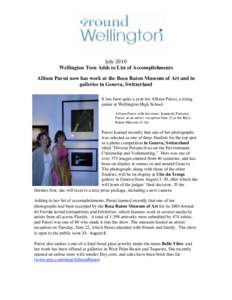   	
   	
   July	
  2010	
   Wellington Teen Adds to List of Accomplishments Allison Parssi now has work at the Boca Raton Museum of Art and in