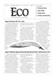 J A PA N · 2 3 M AY · V O L U M E L I V · N O . 4  ECO In this issue ... ➢Whaling Fiction