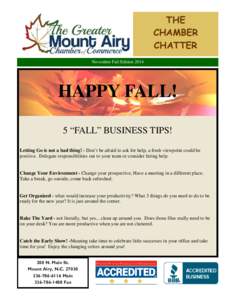 THE CHAMBER CHATTER November Fall EditionHAPPY FALL!