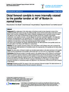 Distal femoral condyle is more internally rotated to the patellar tendon at 90° of flexion in normal knees