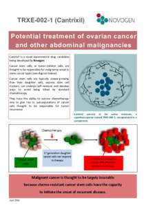 TRXECantrixil) Potential treatment of ovarian cancer and other abdominal malignancies Cantrixil is a novel experimental drug candidate being developed by Novogen.
