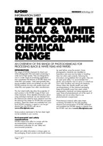 INFORMATION SHEET  THE ILFORD BLACK & WHITE PHOTOGRAPHIC CHEMICAL