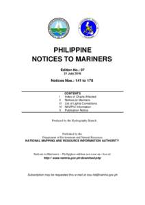 PHILIPPINE NOTICES TO MARINERS Edition No.: 07 31 JulyNotices Nos.: 141 to 178